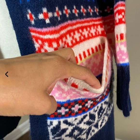 NWT Old Navy Cozy Fair Isle Long Line Nordic Duster Open Cardigan Small, multi - Picture 3 of 11